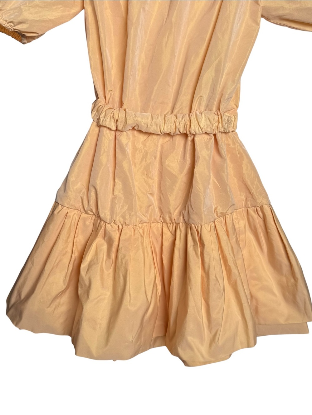 Maje Romey Mini Dress Size 34 XS Apricot Orange Off The Shoulder Gather Taffeta - Picture 8 of 16
